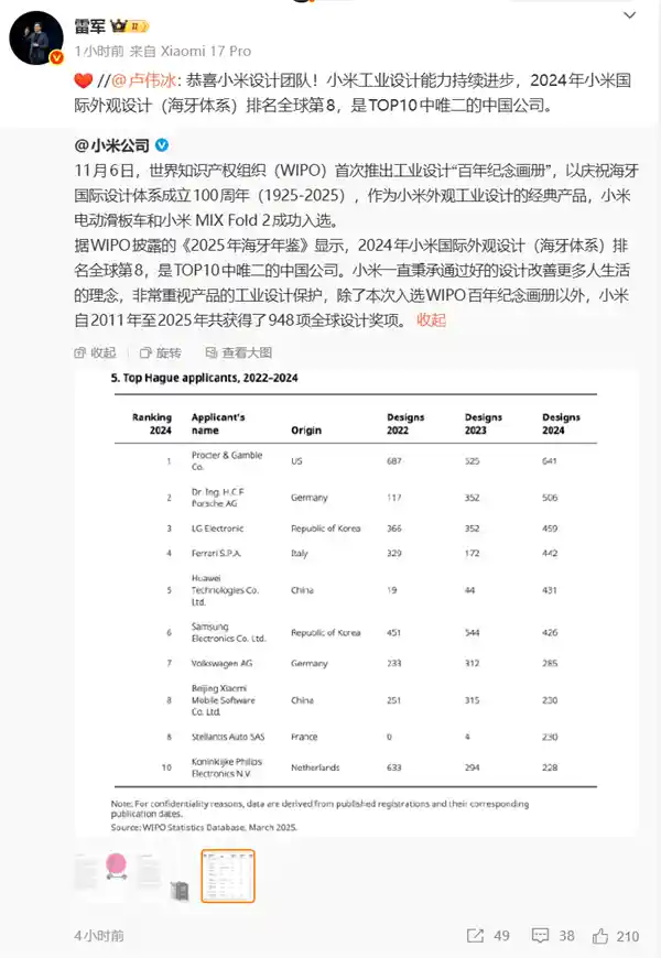 小米华为闪耀全球！雷军转发致谢引爆热议