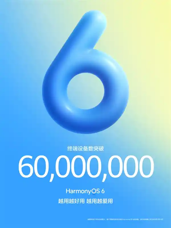 鸿蒙6狂飙突进!终端设备破6000万大关,全球移动操作系统三足鼎立格局正式成型